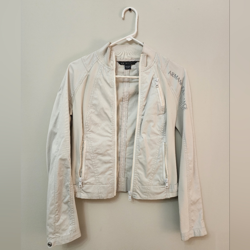 Armani Exchange Women's Cream Bomber Jacket